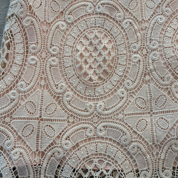 Eliza J Crochet Lace Maxi Dress 10P Cream Fully Lined - Picture 8 of 13